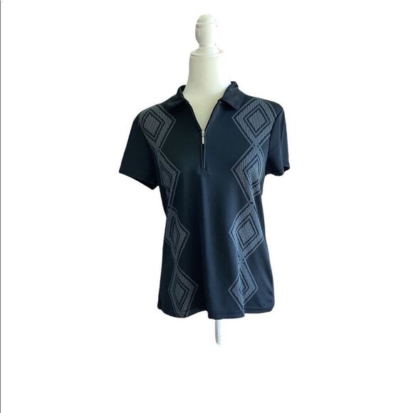 Izod Cool FX Golf Polo Shirting Black and White. Size M - Picture 1 of 7